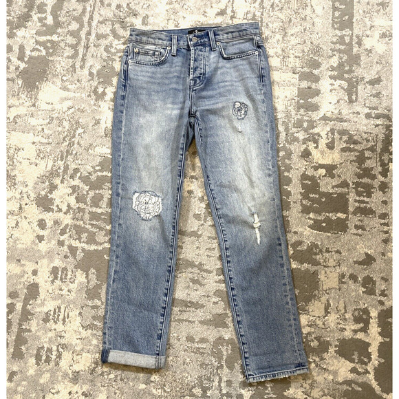 7FAM 7 for all Mankind Womens 25 Floral Embroidered Josefina Jeans - Picture 1 of 14